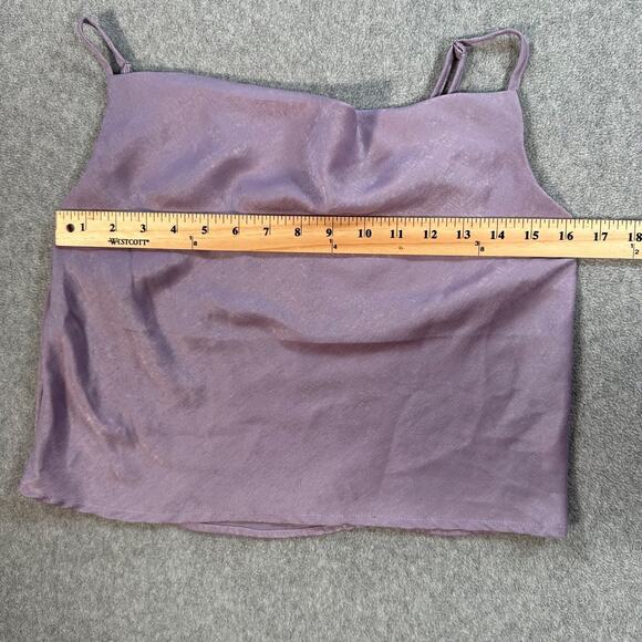 Nasty Gal Camisole Tank Top Cowl Neck Cropped Size 2 Purple Y2K Adjustable Strap - Picture 2 of 7
